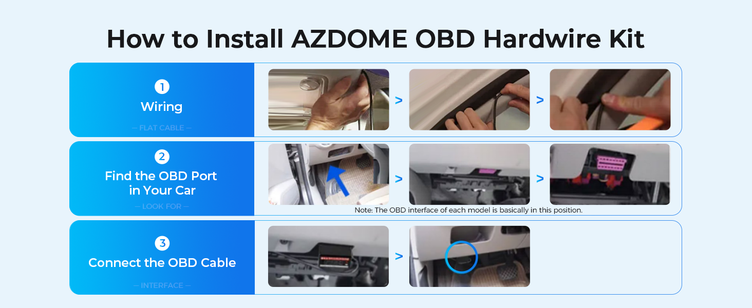 4K Dashcam Hardwire OBD Port Kit