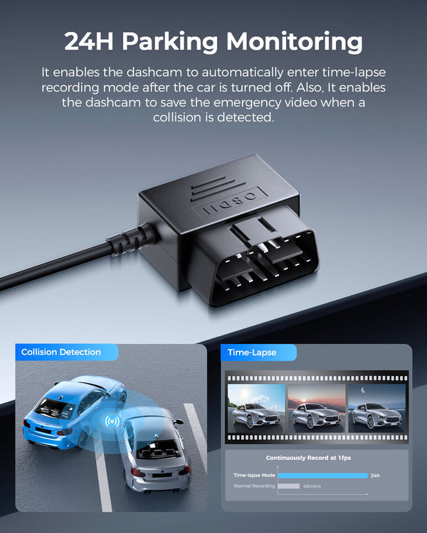 4K Dashcam Hardwire OBD Port Kit